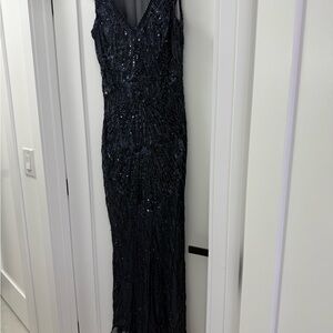 JS Collections Navy Sequin Maxi Dress